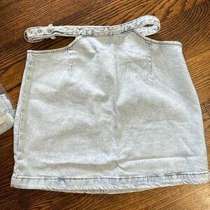 New in poly. WeWoreWhat Jean cut out skirt.